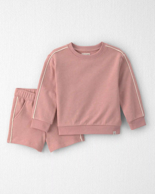 Toddler Girl 2-Piece Organic Cotton French Terry Pullover & Short Set