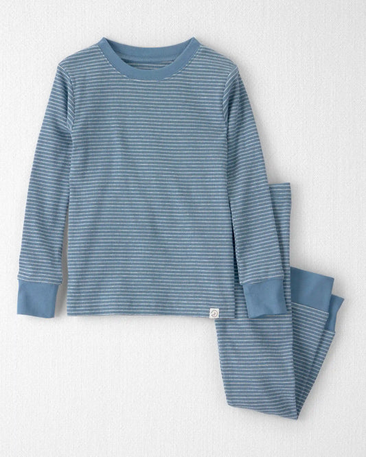 Toddler 2-Piece Organic Cotton Ribbed Pajama Set in Stripes