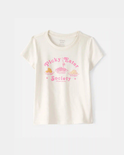 Toddler Girl 'Picky Eater' Graphic Tee - Cream