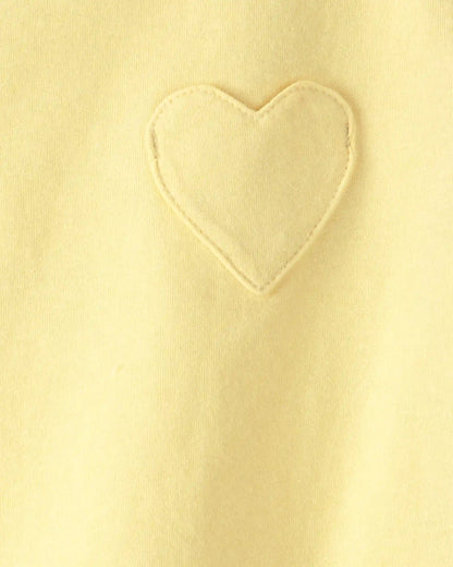 Toddler Girl Heart Pocket Top - Yellow