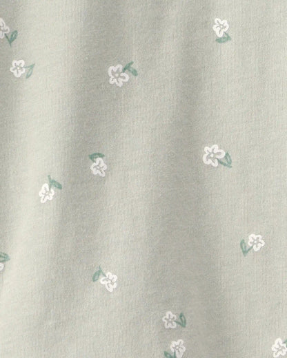 Toddler Girl Floral Relaxed Top - Green