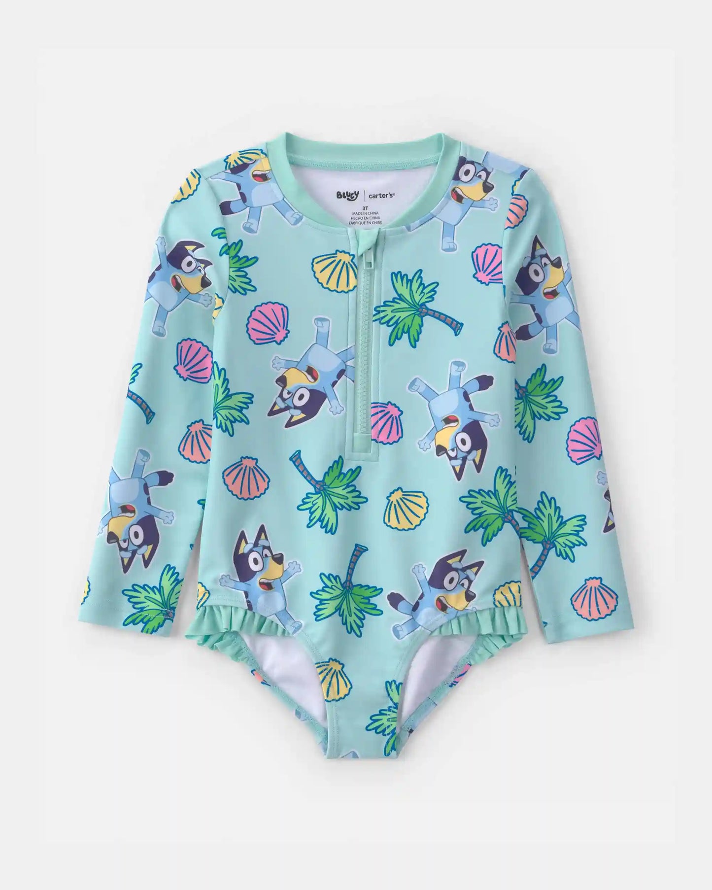 Toddler Girl 1-Piece Bluey™ Rashguard Swimsuit - Blue