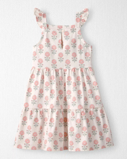 Toddler Girl Organic Cotton Tiered Dress in Rosebud Petal Print