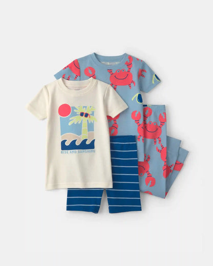 Toddler Boy Sunshine Beach 100% Cotton 4-Piece Pajama Set