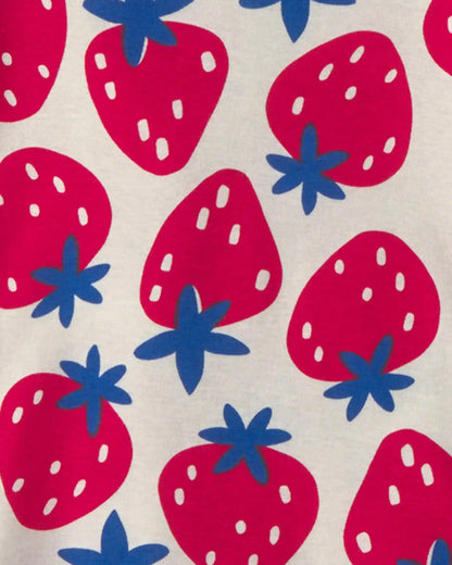 Toddler Girl Berries 100% Cotton 4-Piece Pajama Set - Red/Blue