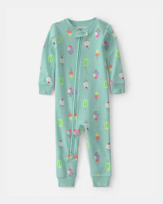Toddler Girl Popsicle 100% Cotton 1-Piece Pajama - Blue