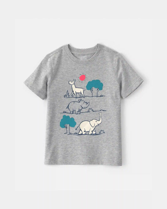 Toddler Boy Zoo Animal Graphic Tee - Grey