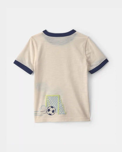 Toddler Boy Dinosaur Soccer Graphic Tee - Cream