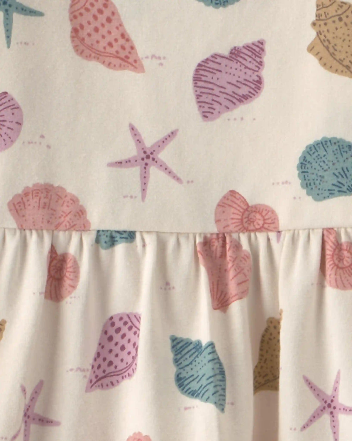 Toddler Girl Organic Cotton Tiered Dress in Seashells