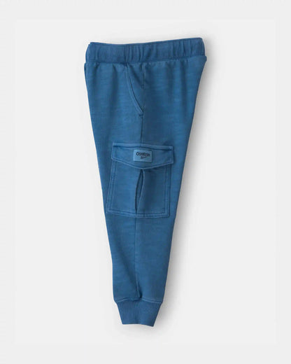 Toddler Boy French Terry Cargo Knit Joggers - Blue