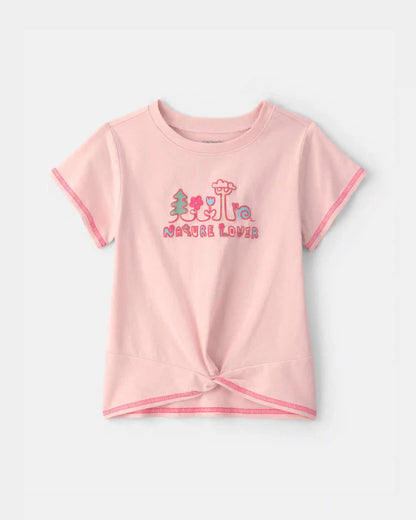 Toddler Girl 'Nature Lover' Short-Sleeve Tie Top - Pink