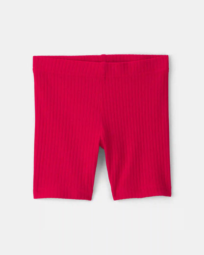 Toddler Girl Rib Bike Shorts - Red