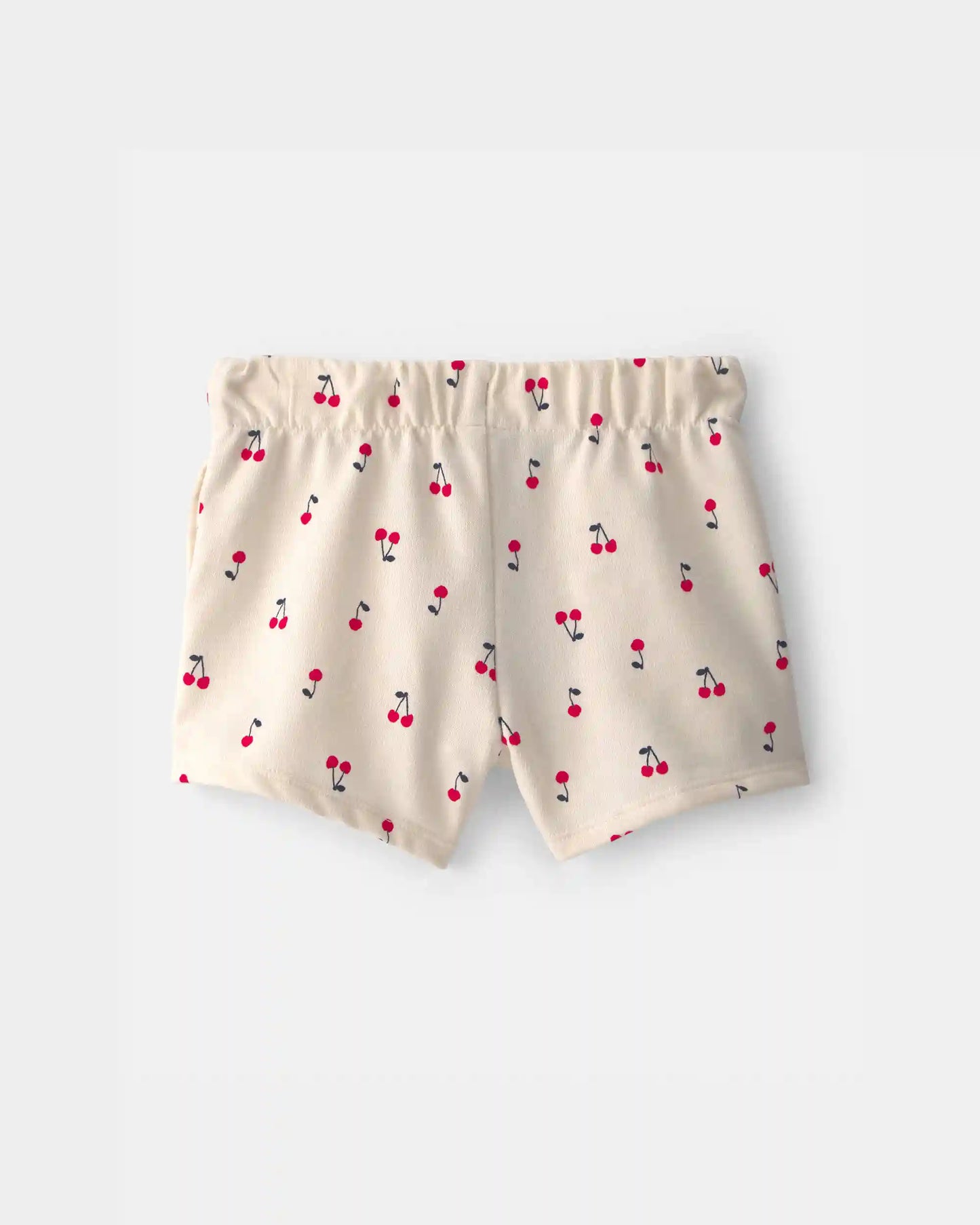Toddler Girl Cherry French Terry Shorts - Cream
