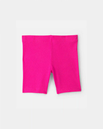 Toddler Girl Ribbed Bike Shorts - Pink