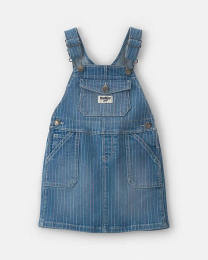 Toddler Girl Rainbow Stripe Denim Skirtall - Medium Wash