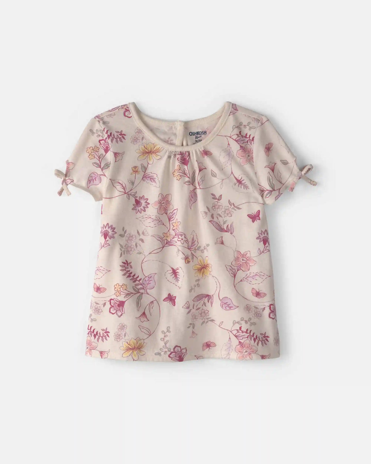 Toddler Girl Floral Tie-Sleeve Top - Ivory