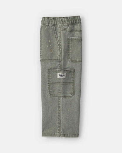 Toddler Boy Splatter Paint Wide-Leg Carpenter Pants - Green