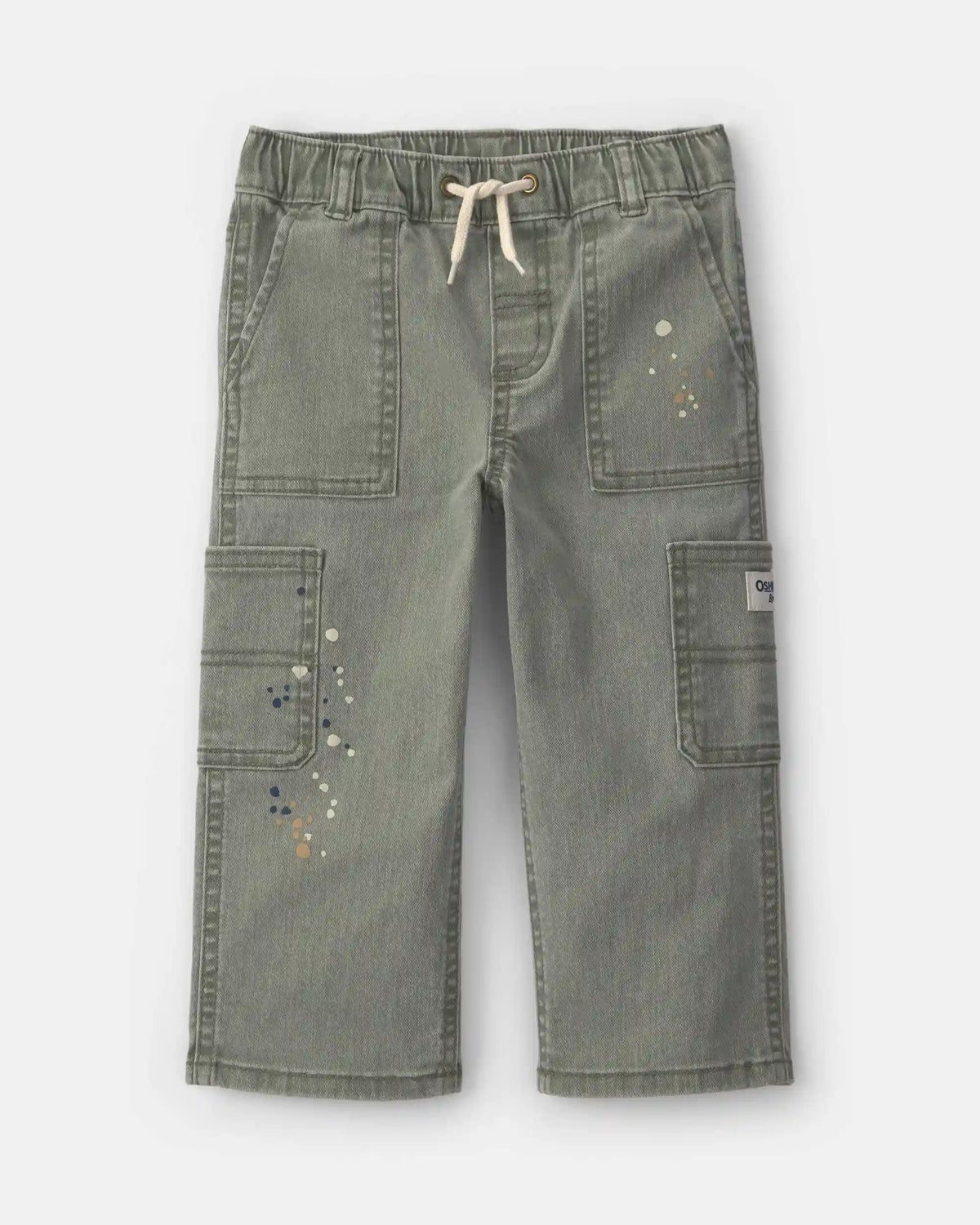 Toddler Boy Splatter Paint Wide-Leg Carpenter Pants - Green
