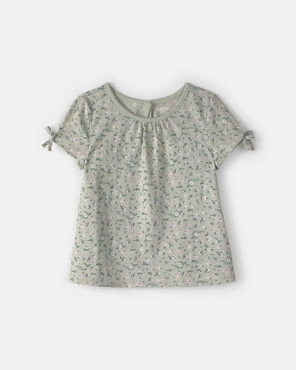 Toddler Girl Floral Puff-Sleeve Top - Green