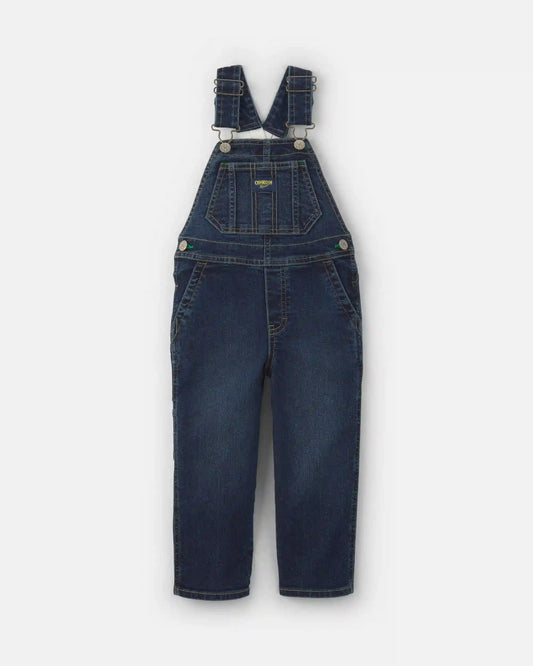 Toddler Elastic Strap Denim Overalls - Dark Wash