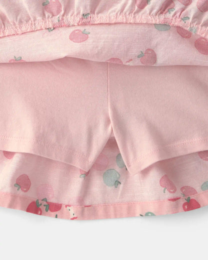 Toddler Girl 2-Piece Apple French Terry Long-Sleeve Top & Skort Set - Pink