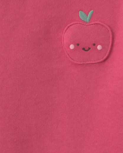 Toddler Girl 2-Piece Apple French Terry Long-Sleeve Top & Skort Set - Pink