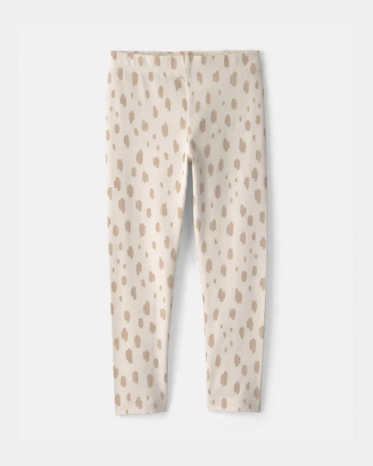 Toddler Girl Dots Pull-On Stretch Leggings - Cream