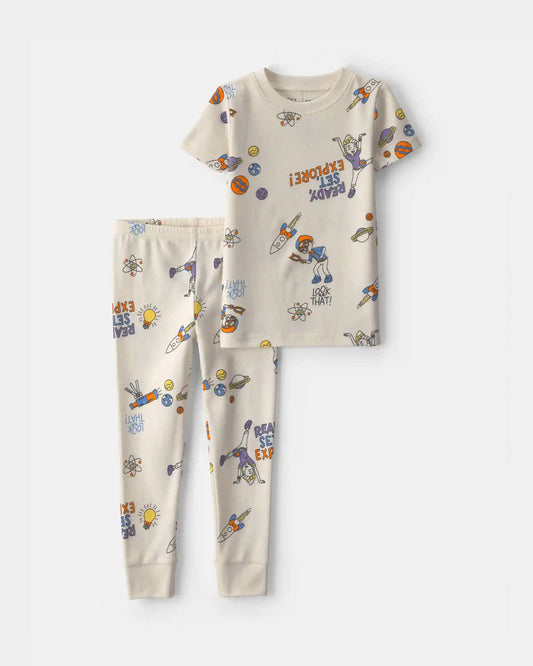 Toddler 2-Piece Blippi Short-Sleeve Pajama Set - Cream