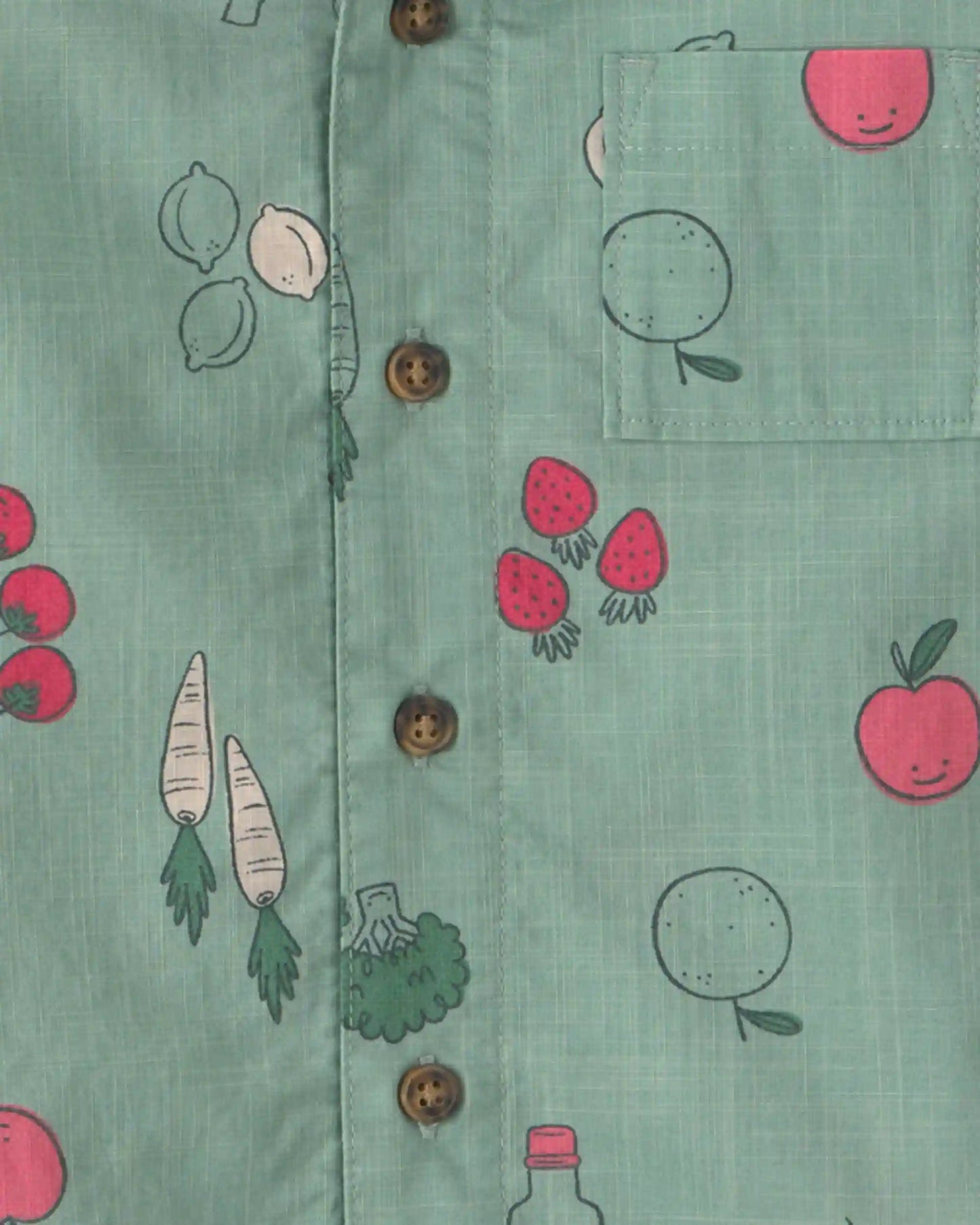 Toddler Boy Veggie Fruit Short-Sleeve Button-Down Shirt - Green