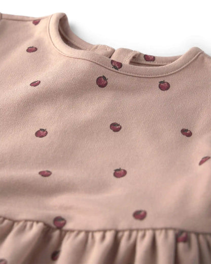 Toddler Girl Organic Cotton French Terry Dress in Apples