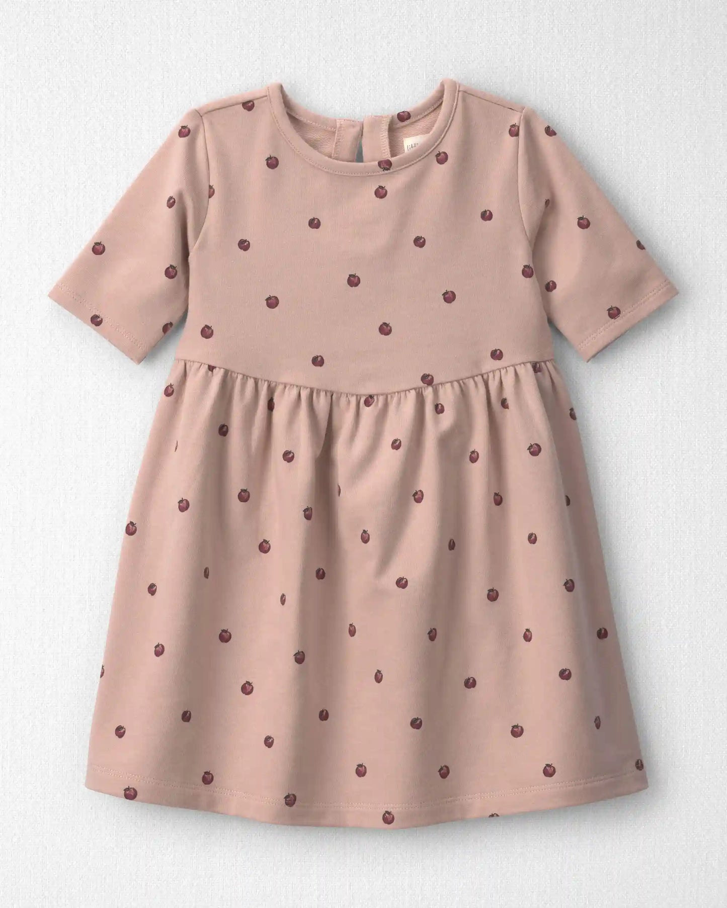 Toddler Girl Organic Cotton French Terry Dress in Apples
