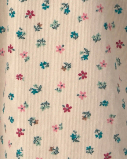 Toddler Girl Floral Collared Corduroy Long-Sleeve Dress - Cream
