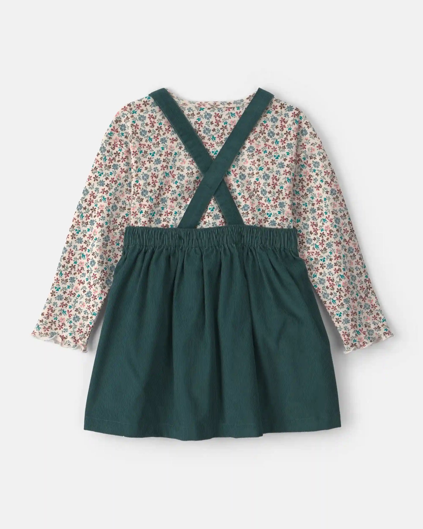 Toddler Girl 2-Piece Floral Corduroy Long-Sleeve Dress Set