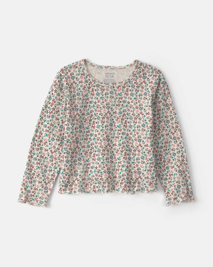 Toddler Girl 2-Piece Floral Corduroy Long-Sleeve Dress Set