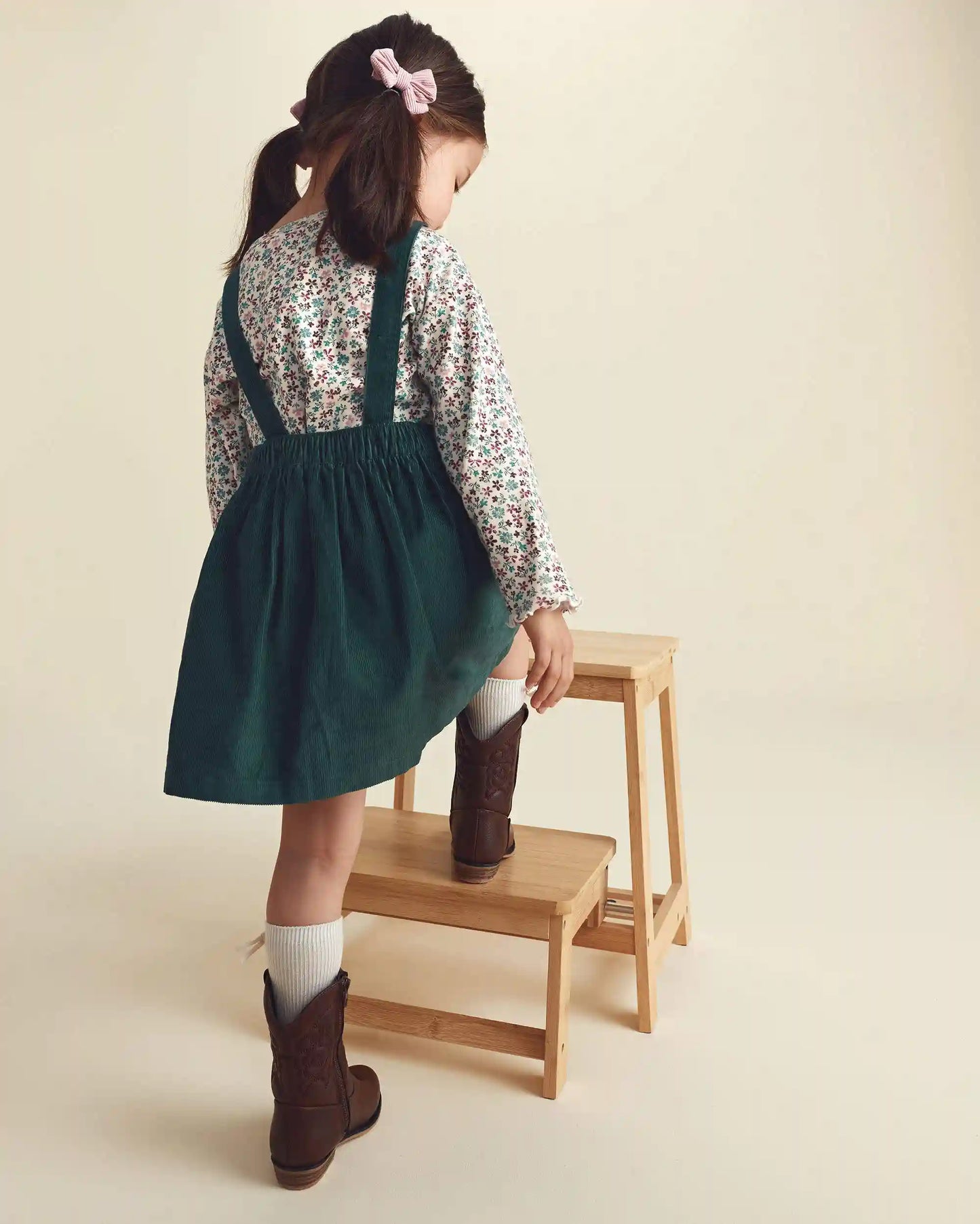 Toddler Girl 2-Piece Floral Corduroy Long-Sleeve Dress Set