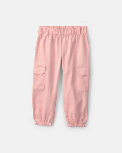 Toddler Girl 2-Piece 'Happy' Striped Twill Long-Sleeve Top & Pant Set - Pink/Cream