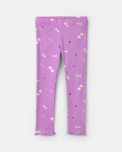 Toddler Girl 2-Piece Heart Fleece Long-Sleeve Top & Pant Set - Purple/Cream
