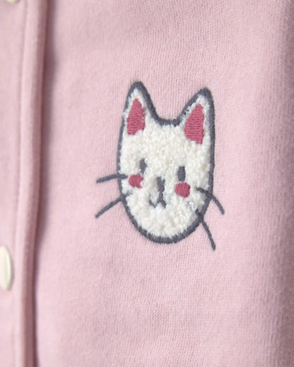 Toddler Girl 3-Piece Cat French Terry Long-Sleeve Layering Set - Pink/White