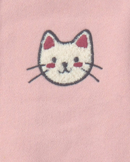 Toddler Girl 3-Piece Cat French Terry Long-Sleeve Layering Set - Pink/White