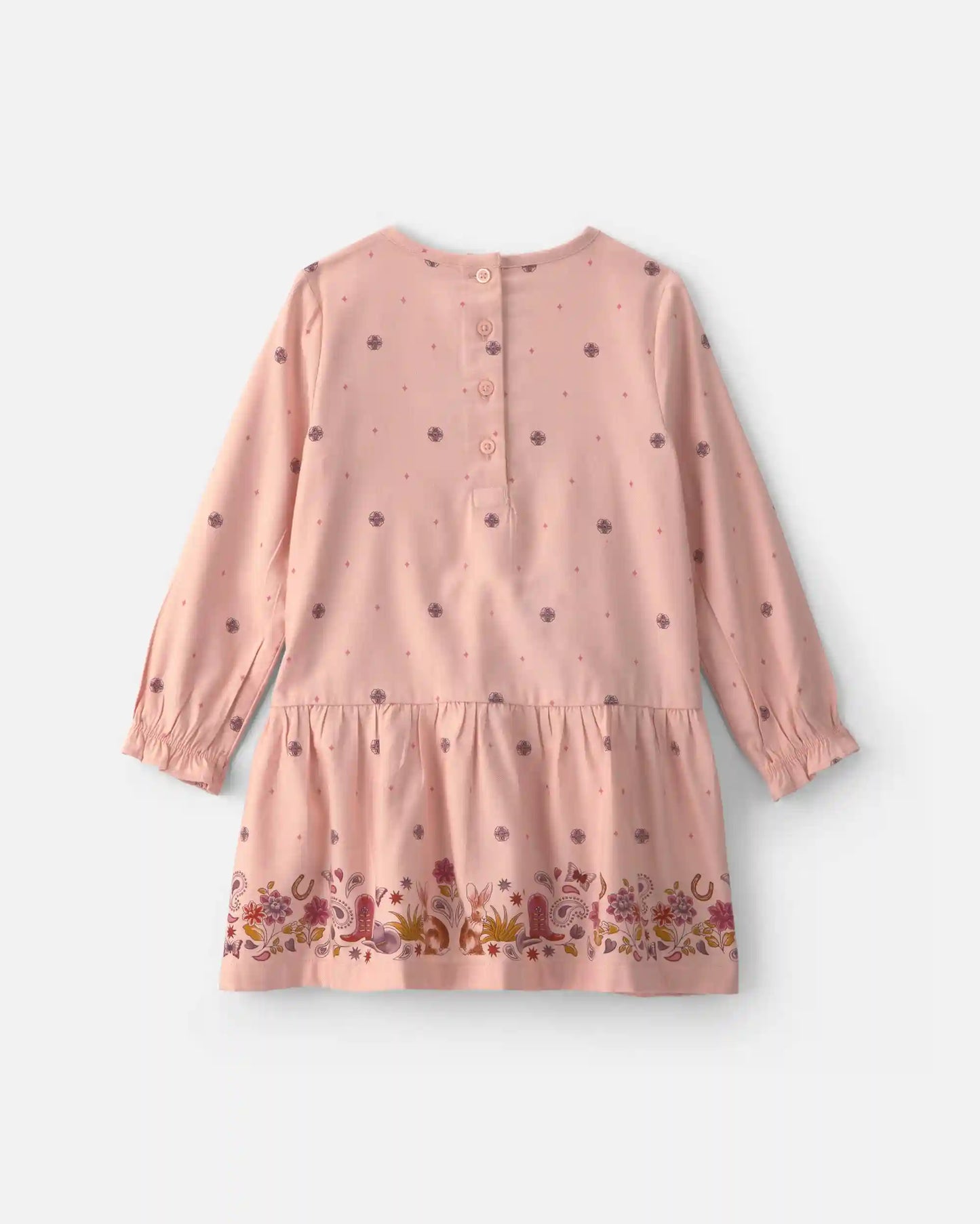 Toddler Girl Floral Twill Long-Sleeve Dress - Pink
