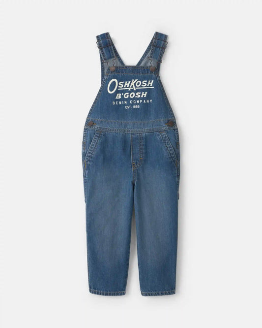 Toddler Logo Denim Overalls - Dark Wash