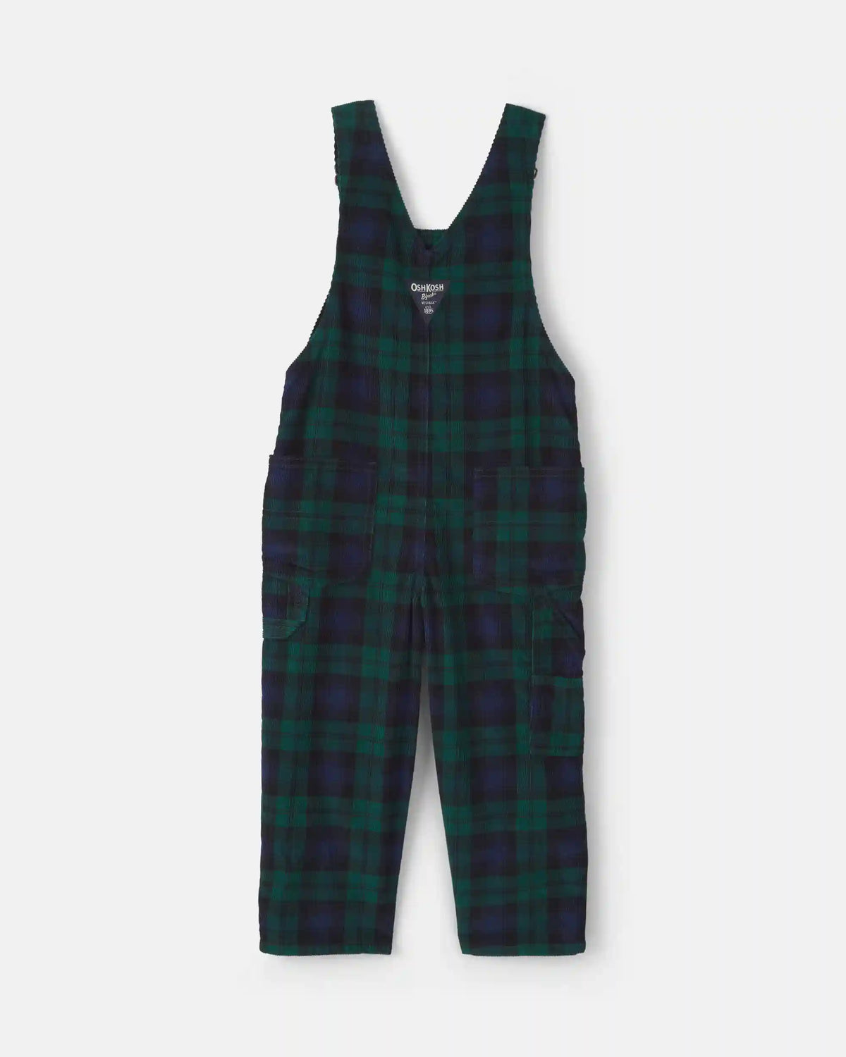 Toddler Boy Plaid Corduroy Overalls - Navy Blue/Green