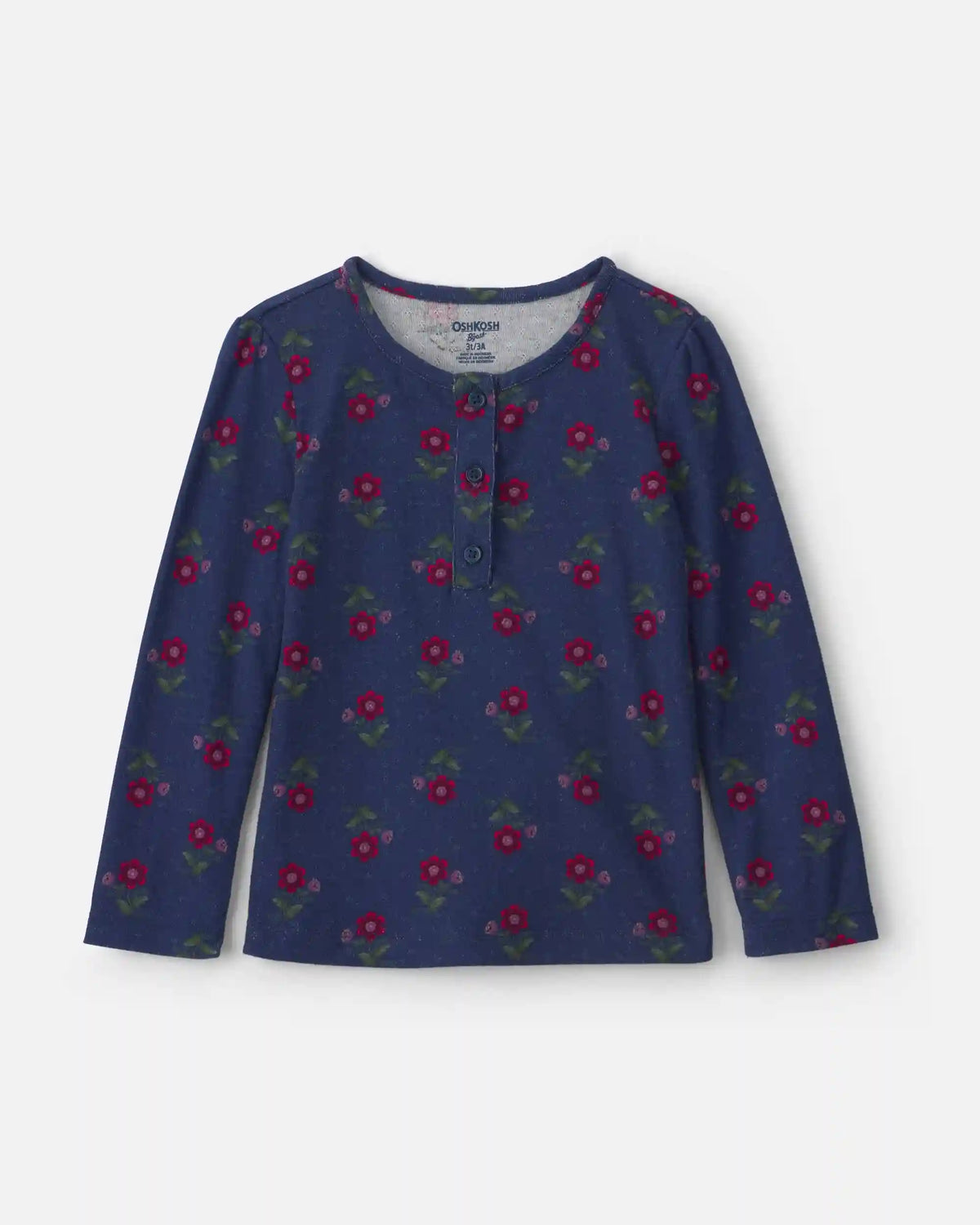 Toddler Girl Floral Long-Sleeve Top - Navy Blue