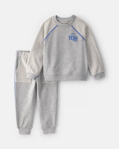 Toddler Boy 2-Piece 'Team Player' French Terry Sweatshirt & Pant Set - Grey