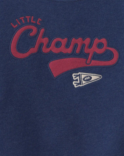 Toddler Boy 2-Piece 'Little Champ' Football Fleece Top & Pant Set - Navy Blue/Grey