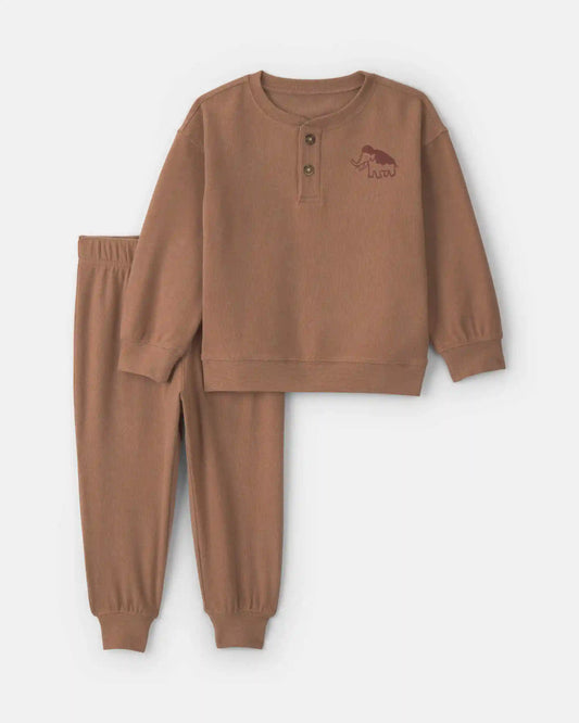 Toddler Boy 2-Piece Long-Sleeve Top & Pant Set - Brown