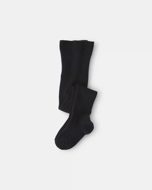 Toddler Girl Ribbed Tights - Black