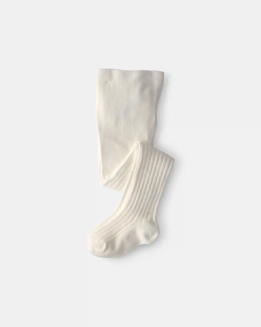Toddler Girl Ribbed Tights - Ivory