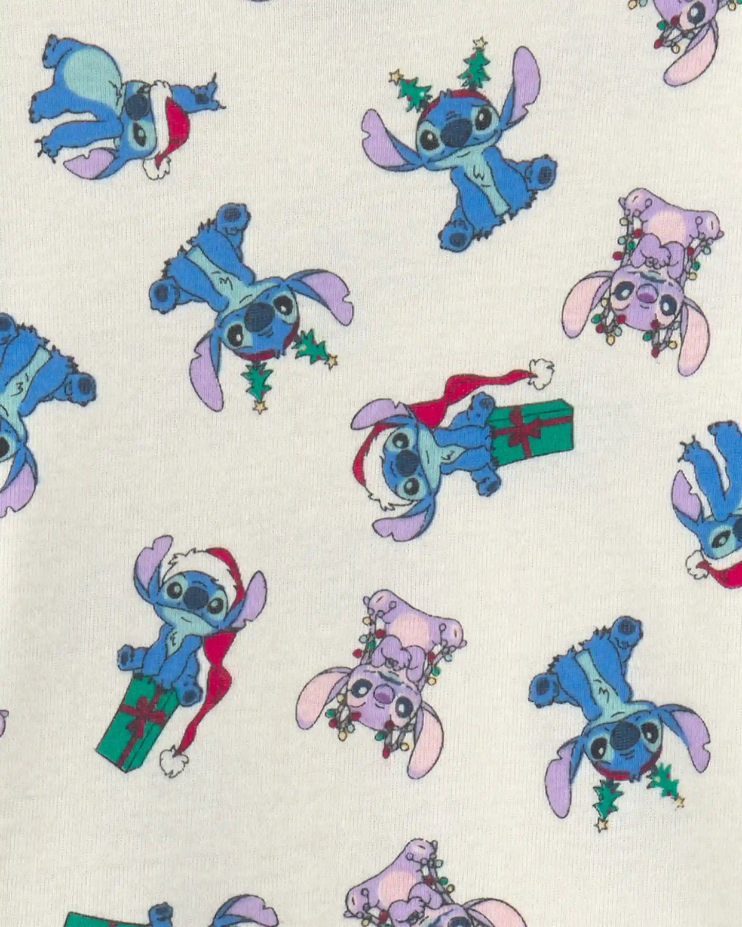 Toddler 2-Piece Disney© Stitch Christmas 100% Cotton Snug Fit Pajama Set - Ivory