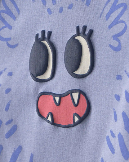 Toddler Girl 4-Piece Monster 100% Cotton Snug Fit Pajama Set - Blue/Cream